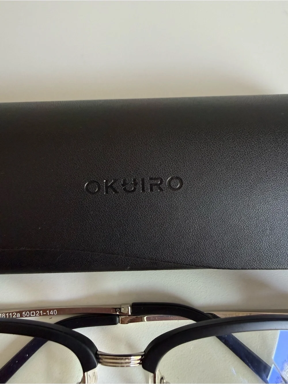 Blue Light Blocking Glasses AM8112a Black Half Rim UV400 Case New by: OKUIRO